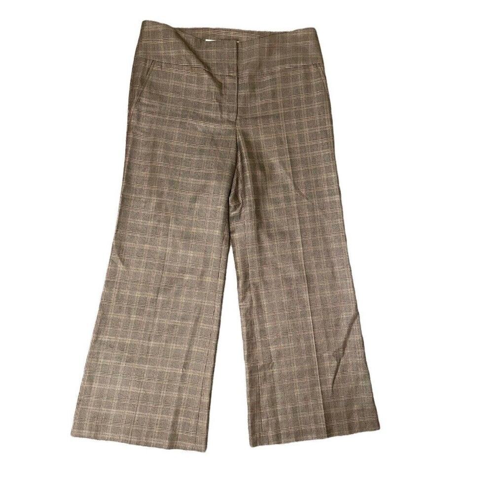 Diane von Furstenberg Sinatra Plaid Cropped Flare Leg Trousers Size 8